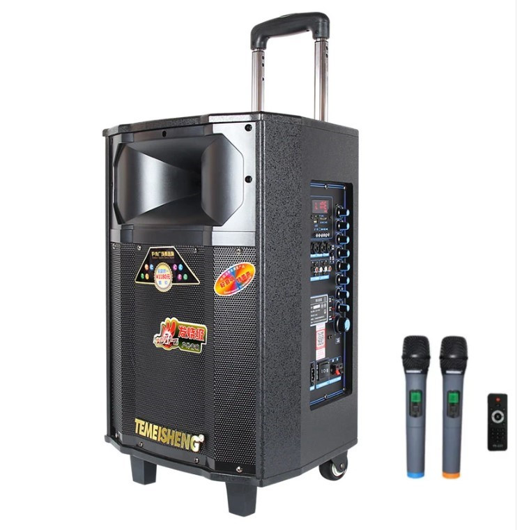 Акумуляторна колонка Temeisheng QX-1209 з мікрофонами/400W корпус дерево