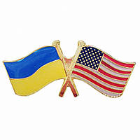 Значок на пиджак два флага Украина и США