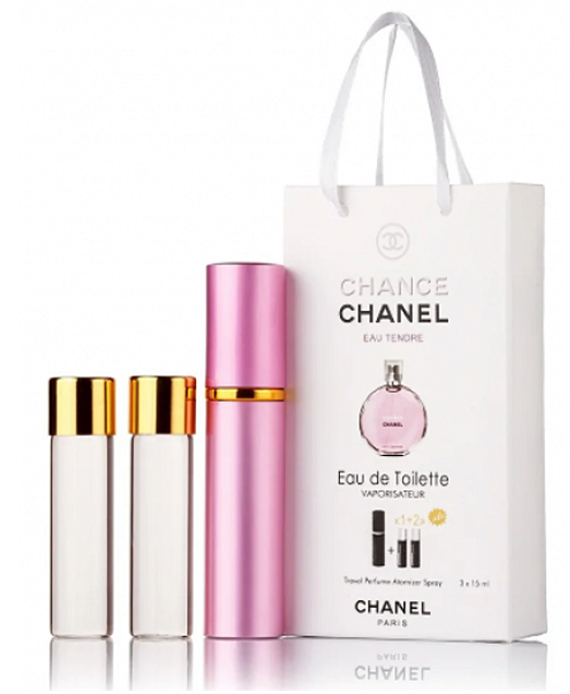Мініпарфуми жіночі з феромонами Chanel Chance Eau Tendre 3х15 мл