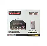 Підсилювач звуку Boschmam BM-800BT FM USB 2x300W 2-х Канальний Вихід, фото 5