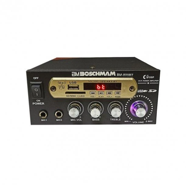 Підсилювач звуку Boschmam BM-800BT FM USB 2x300W 2-х Канальний Вихід, фото 1