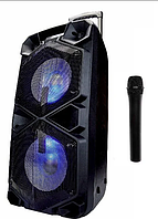 Большая мощная акустична система на колесах с 2 микрофонами колонка с крутым звуком светомузыкой G6068, GN1