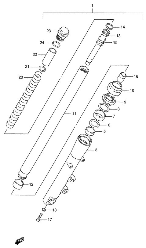 Перо вилки у зборі Suzuki VS600/ S50 / VS800GL  ліве