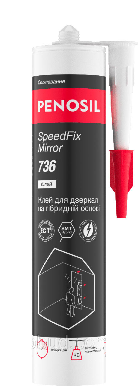 Клей для дзеркал PENOSIL SpeedFix Mirror 736 на гібридній основі, білий