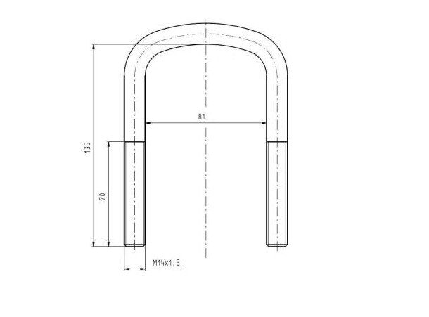 Стремянка ресори MAN G90, L2000, M 2000, M14x1,5mm; 82mmx136mm