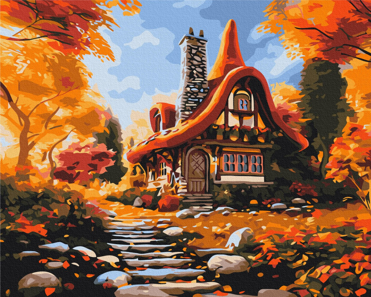 Картина за номерами Пейзаж Картини в цифрах Хатинка осені Картини розмальовки на полотні 40х50 Brushme BS53794, фото 1