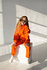 Дитячий флісовий спортивний костюм зимовий помаранчевий Комплект оверсайз Худі + Штани на зиму, фото 4