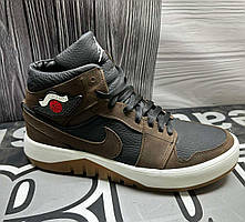Nike Air Jordan зимние суперские кожаные коричневые высокие кроссовки для мужчин