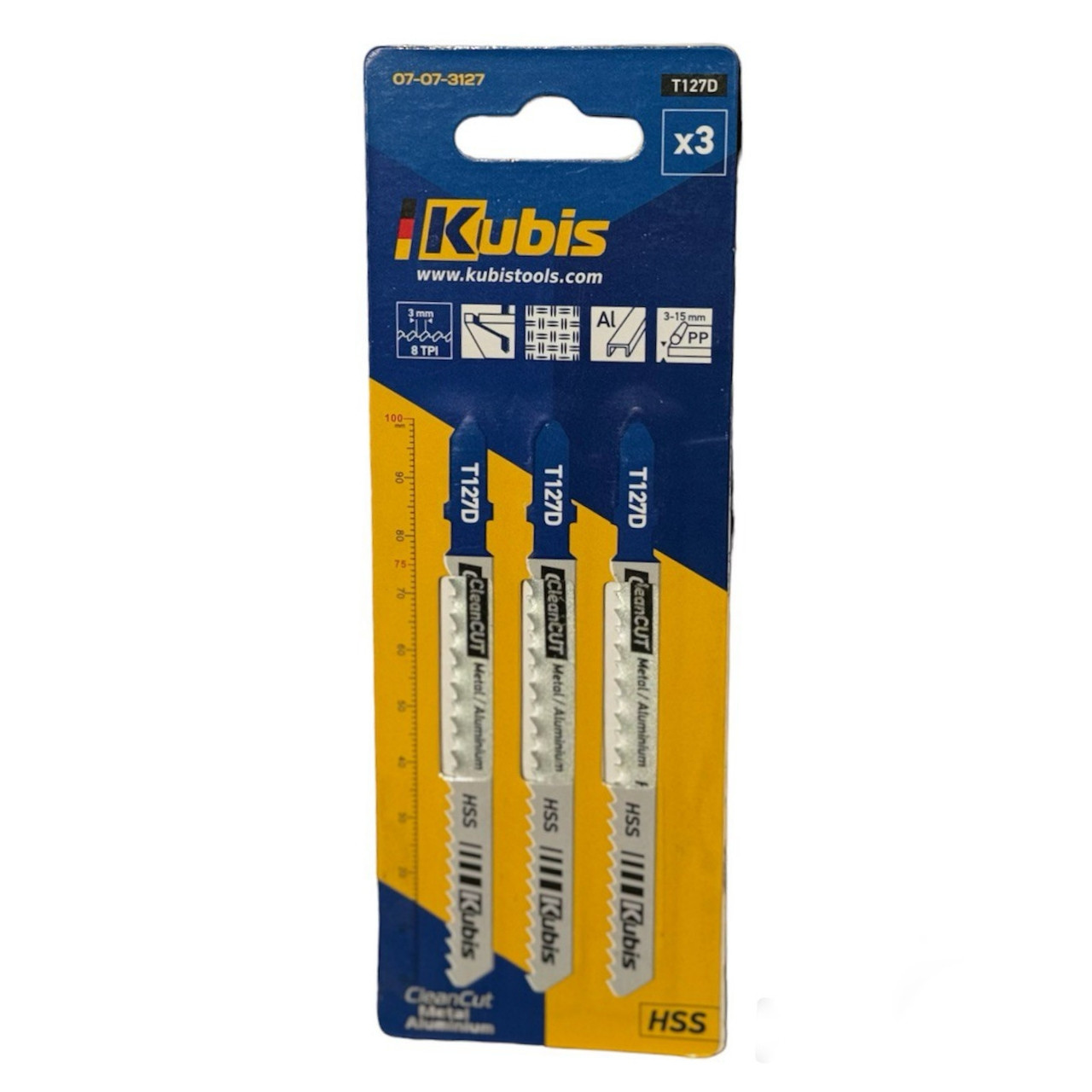 Пильне полотно Kubis Т127D 3шт чистий різ метал, пластик 3-15мм (07-07-3127)