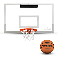 Мини-щит баскетбольный Spalding MiniHoop Arena Slam 180° Pro 71х42 см с кольцом 22,5 см и сеткой (561034CN)