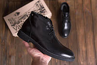 Кожаные мужские ботинки с мехом, классические мужские ботинки из кожи, черные ботинки зимние для мужчин