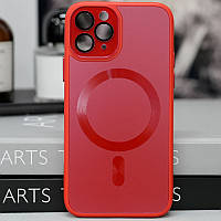 Чехол для iPhone 15 Pro Max (6.7``) TPU+Glass Sapphire Midnight with MagSafe- красный