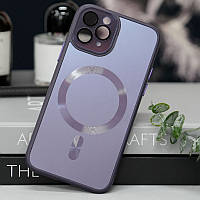 Чехол для iPhone 15 Pro Max (6.7``) TPU+Glass Sapphire Midnight with MagSafe- темно-фиолетовый