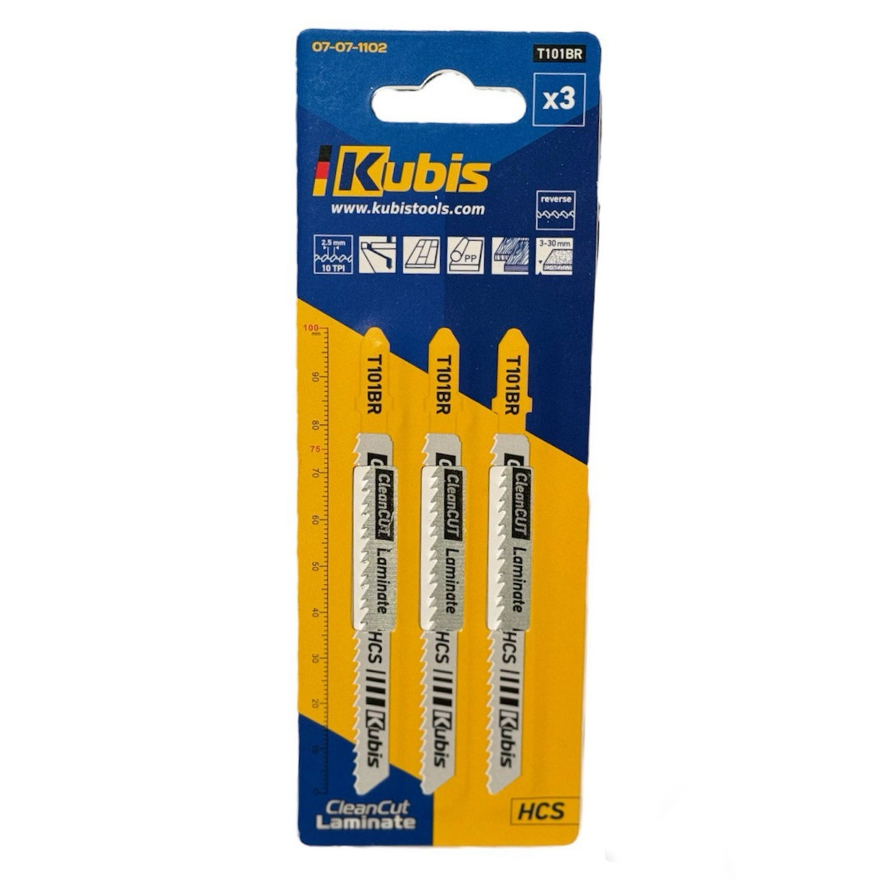 Пиляльне полотно Kubis T101BR 3 шт чистий різ ламін, пластик, дерево, фонер ДСП 3-30 мм (07-07-1102)