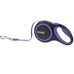 AnimAll (ЕнімАлл) M - Повідець-рулетка для собак, стрічка (5 м, до 25 кг) фіолетовий