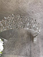 Обворожительная диадема на гребешках с кристалами, серебро, висота 4 см