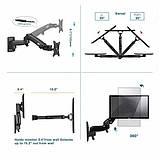 Кронштейн для телевізора North Bayou NB F150 17" - 27" VESA настінний з 3D-регулюванням і функцією PIVOT, Хром, фото 7