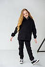 Дитячий флісовий спортивний костюм зимовий чорний Комплект оверсайз Худі + Штани на зиму, фото 5