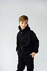 Дитячий флісовий спортивний костюм зимовий чорний Комплект оверсайз Худі + Штани на зиму, фото 6