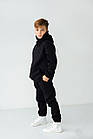 Дитячий флісовий спортивний костюм зимовий чорний Комплект оверсайз Худі + Штани на зиму, фото 8