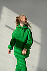 Дитячий флісовий спортивний костюм зимовий зелений Комплект оверсайз Худі + Штани на зиму, фото 2