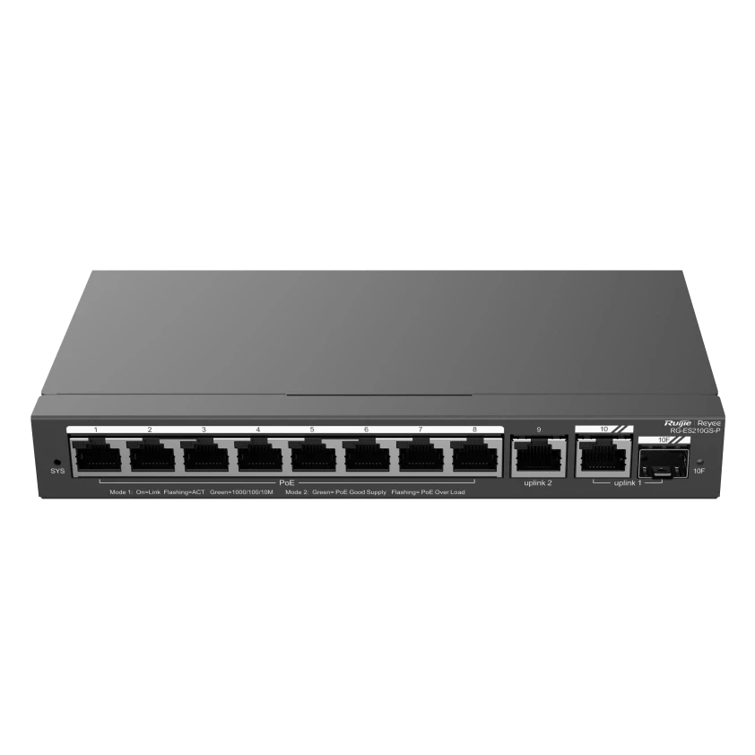 10-портовий гігабітний PoE з хмарним керуванням Ruijie RG-ES210GS-P