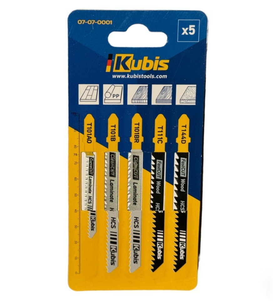 Набір пилок для електролобзика Kubis 5 шт. (111C;101B;144D;101BR;101AO), Kubis (07-07-0001)