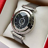 Сріблястий жіночий годинник Pandora (Пандора) з чорним циферблатом що обертається, магнітна застібка - код 2363b, фото 2