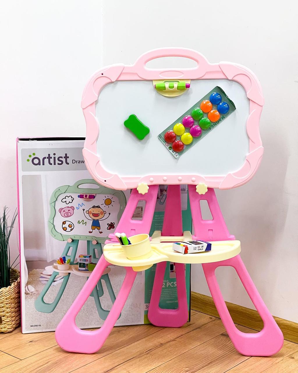 Мольберт, дошка для малювання, двостороння, магнітна, Artist, рожевий, фото 1