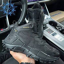 Зимові чоловічі кросівки Reebok ZIG Kinetica Gore Tex теплі з хутром зима чорні. Фото в живу. Чоловічі черевики