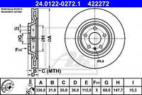 Тормозной диск задний Audi:A4B8 ,A4B9 ,A5 ,A6C7 ,A6C8 ,A7 ,A8 ,Q5 (24012202721 ATE)