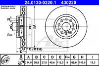 Тормозной диск передний Seat:Alhambra /Skoda:Kodiaq /Volkswagen:Sharan ,Tiguan (24013002201 ATE)