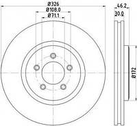 Тормозной диск Jaguar:S-type ,XF ,XJ ,XK (8dd355128881 HELLA PAGID)