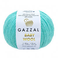 Пряжа для вязания Gazzal Baby wool. 50 г. 175 м. Цвет бирюза 820