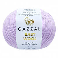 Пряжа для вязания Gazzal Baby wool. 50 г. 175 м. Цвет сиреневый светлый 823