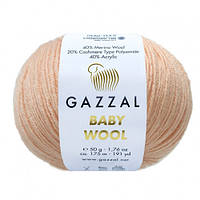 Пряжа для вязания Gazzal Baby wool. 50 г. 175 м. Цвет лосось 834