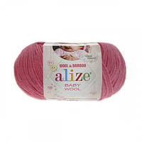 Пряжа для вязания Alize Baby wool. 50 г. 175 м. Цвет - темно розовый 33