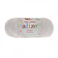 Пряжа для вязания Alize Baby wool. 50 г. 175 м. Цвет - белый 55