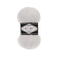 Пряжа для вязания Alize Mohair Classic. 100 г. 200 м. Цвет - белый 55