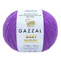 Пряжа для в'язання Gazzal Baby wool. 50 г. 175 м. Колір бузковий 815