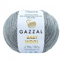 Пряжа для в'язання Gazzal Baby wool. 50 г. 175 м. Колір сірий 818