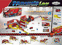 Машина-Паркинг XG879-121 Пожарная служба, 5 машинок, 2 тоннеля, 12 знаков, 41 элемент трека