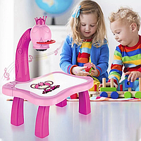 Детский столик с подсветкой для рисования, проектор игрушка для детей со звуковыми и световыми эффектами