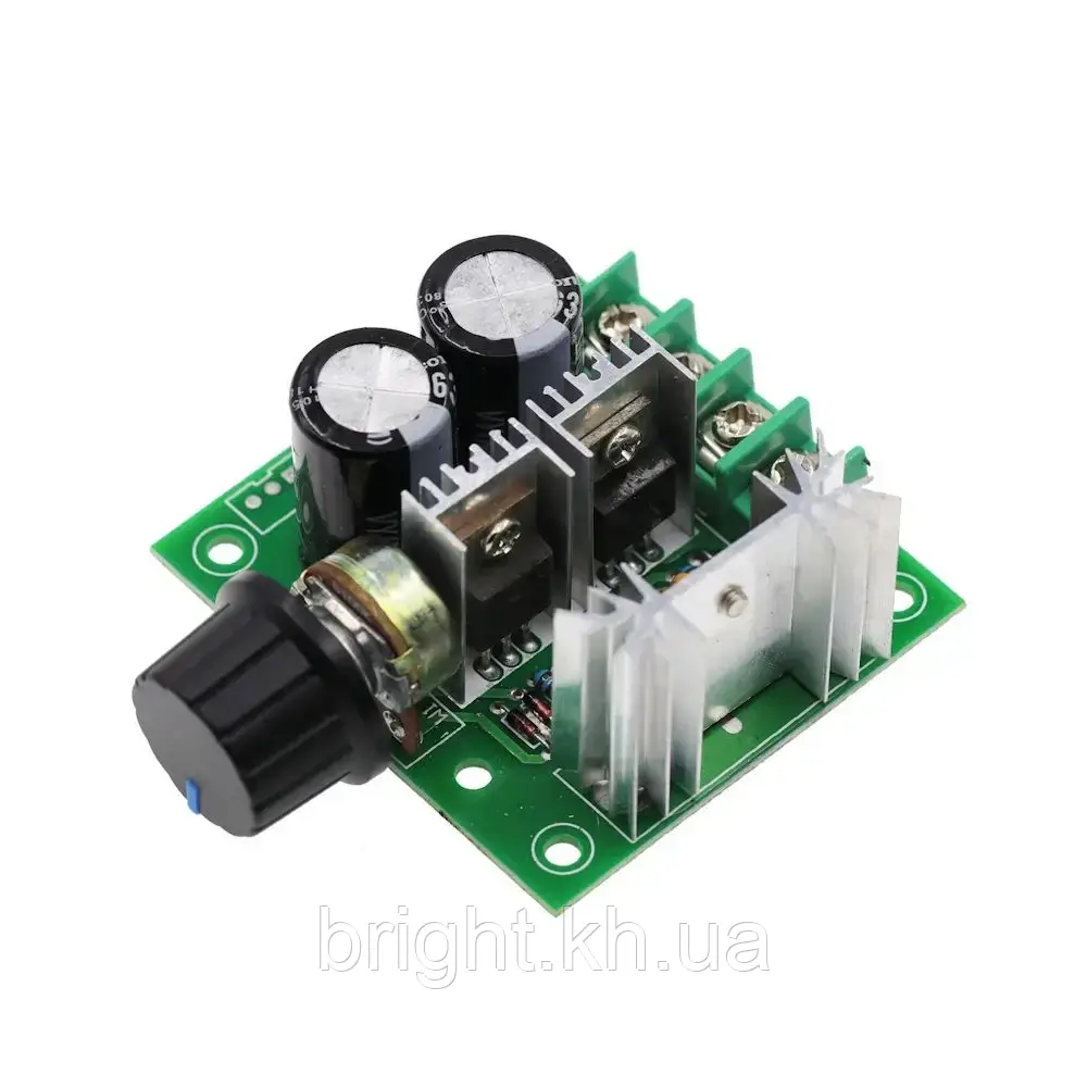 Регулятор швидкості двигуна постійного струму з ручкою 12V-40V 10A PWM, фото 1