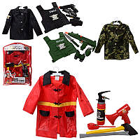 Игровой набор спасателей F012-S012-M012, костюм, аксессуары, звук, свет, 3 вида (полиция, пожарний, военный)