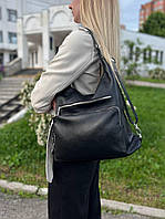Женская кожаная сумка-рюкзак, цвета в ассортименте Черный