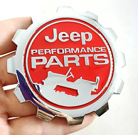 Емблема, накліпка Performance PARTS JEEP (Джип) Метал 67 мм - Сріблясто Червона