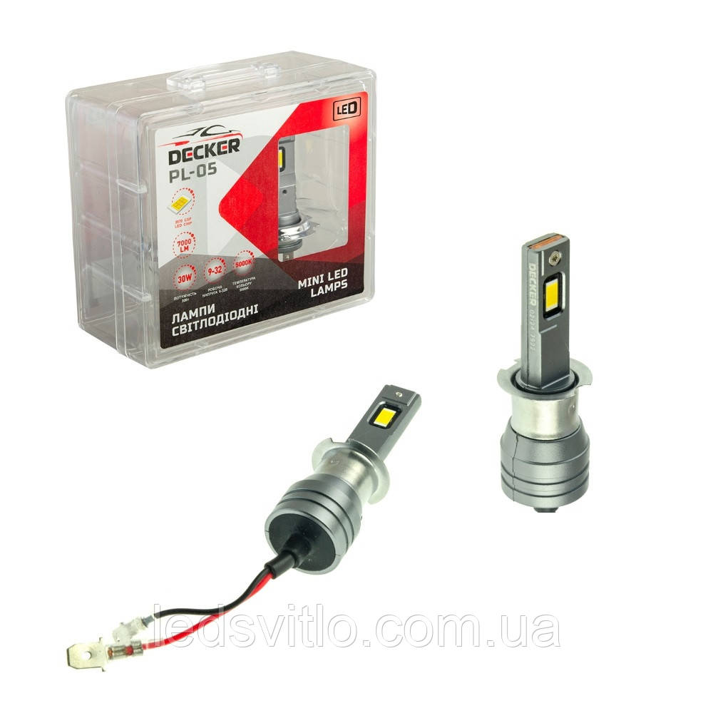 Світлодіодні лампи DECKER LED H3 12-24V (9-32V) 30W 7000Lm 5000K автомобільні (комплект 2шт)