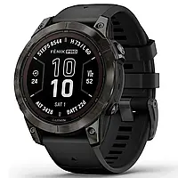 Спортивний годинник GARMIN Fenix 7 Pro Sapphire Solar Carbon Gray DLC Titanium with Black Silicone