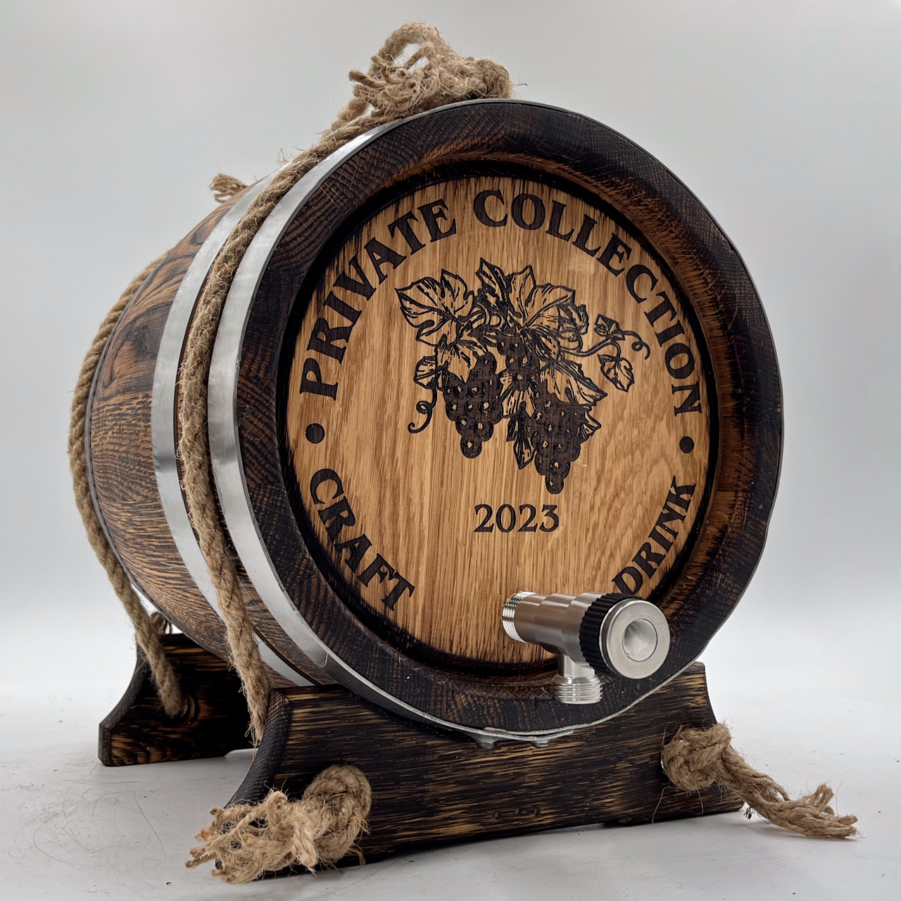 Дубова бочка 10 л. для Вина, Коньяку, Віскі, Персоналізація Лазером, Бочка Подарунок Директору, фото 1